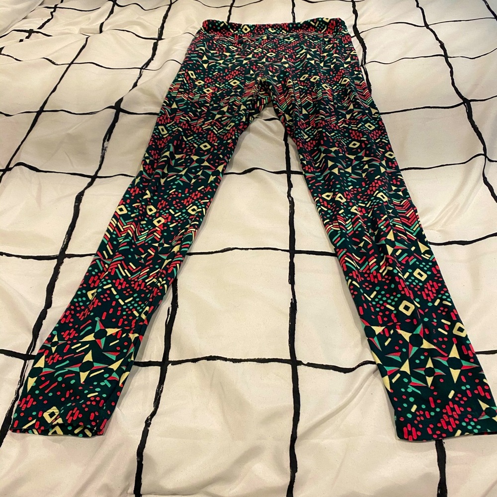 LulaRoe Green/Pink/White OS Leggings